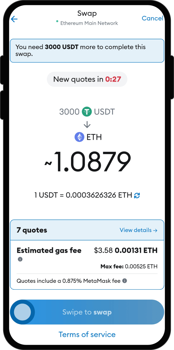 Haz swap de tus USDT por SoliDefi