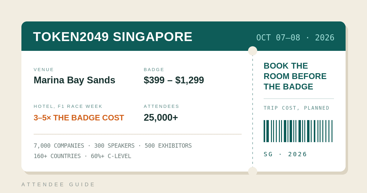 TOKEN2049 Singapore 2026: guía práctica para asistentes