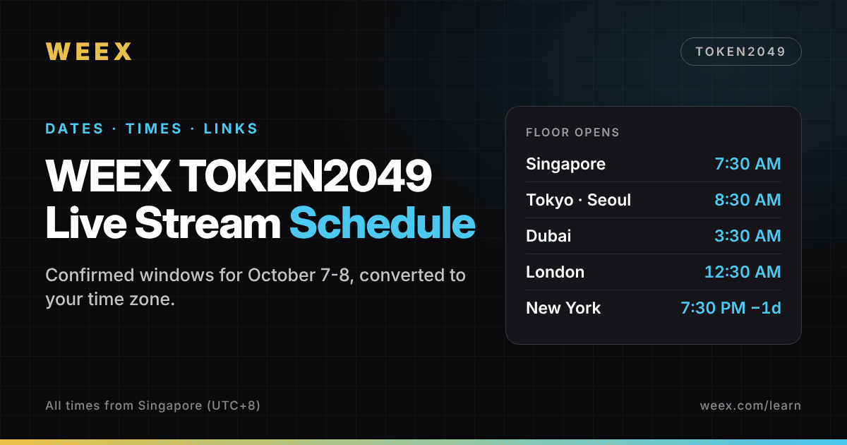برنامه پخش زنده WEEX TOKEN2049: تاریخها، ساعتها و لینکها