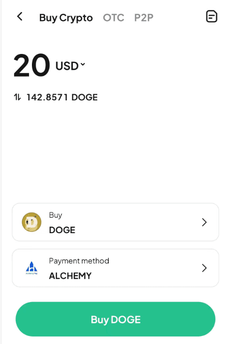 Paso 2: Cómo comprar DOGE con USD en WEEX OTC? Versión de la APP