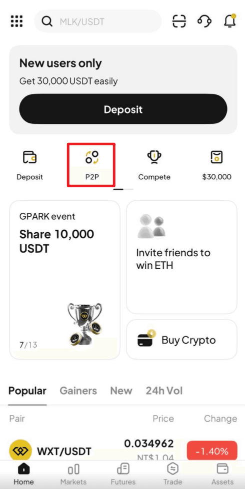 ¿Cómo comprar criptomonedas a través del P2P de WEEX?