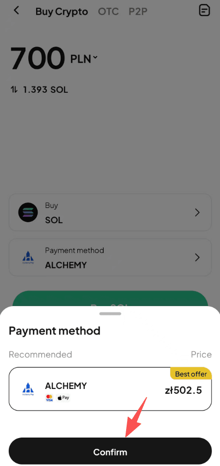 Paso 3: ¿Cómo comprar SOL con PLN en WEEX OTC? Versión de la APP