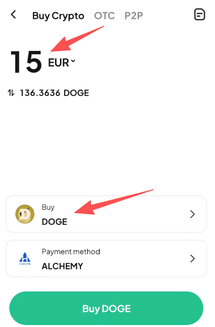 Paso 2: ¿Cómo comprar DOGE con EUR en WEEX?Versión de la APP