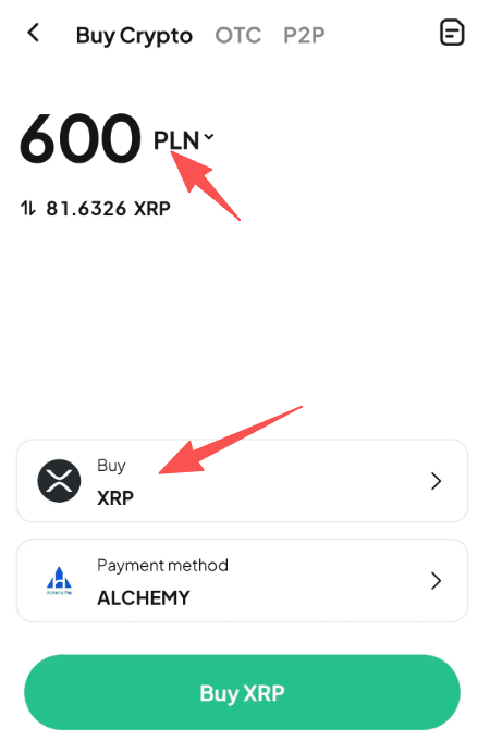 Paso 2: ¿Cómo comprar XRP con PLN en WEEX OTC? Versión de la APP