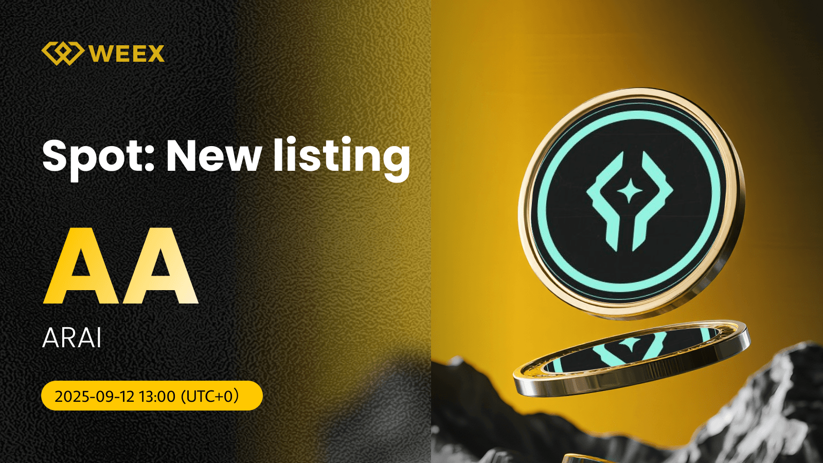 AA USDT ya está disponible: WEEX lista la moneda ARAI (AA) para el comercio al contado