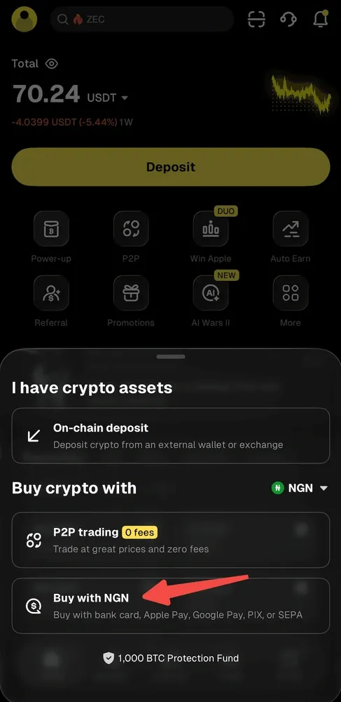 在 WEEX 应用使用 NGN 银行转账的另一种方式 1