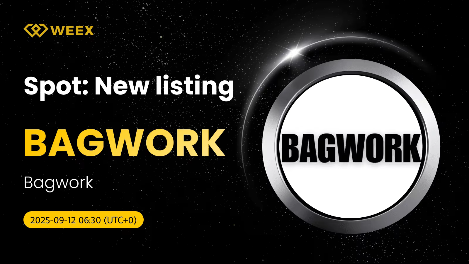 Operaciones al contado con BAGWORK/USDT disponibles en WEEX a partir del 12 de septiembre