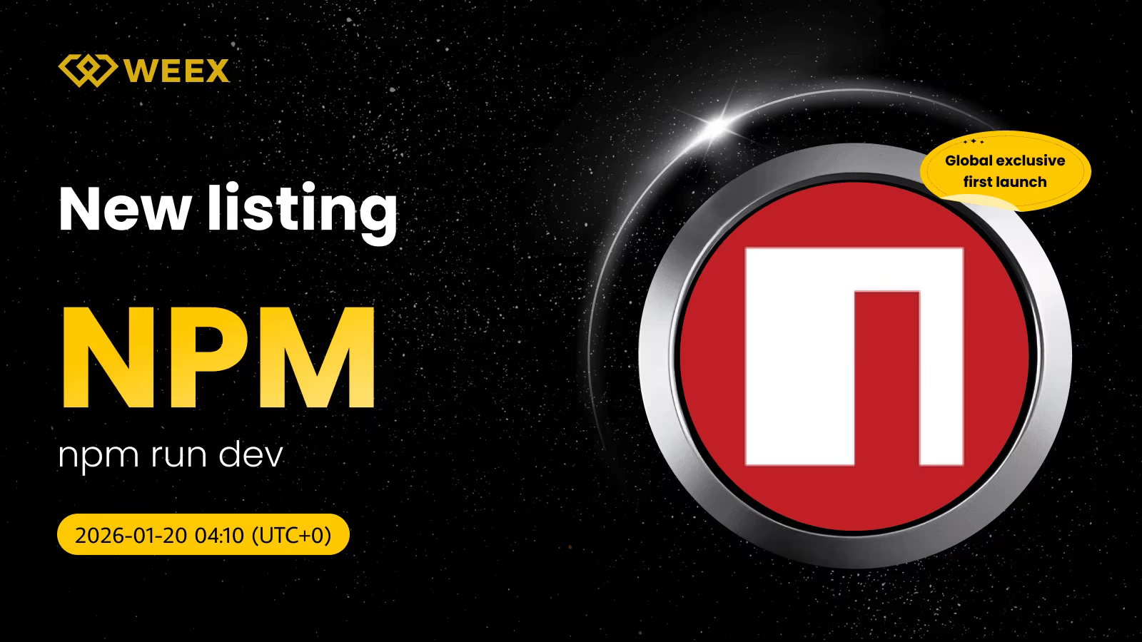 Par NPM USDT: token npm run dev (NPM) listado na WEEX