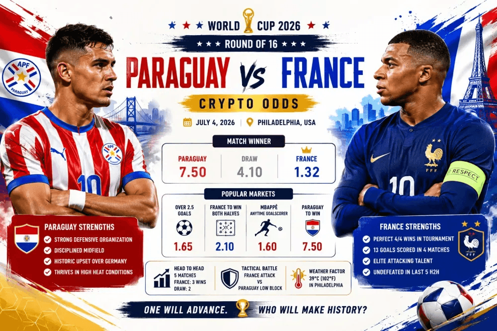 Cuotas cripto Paraguay vs. Francia: Análisis de apuestas para la Copa Mundial 2026