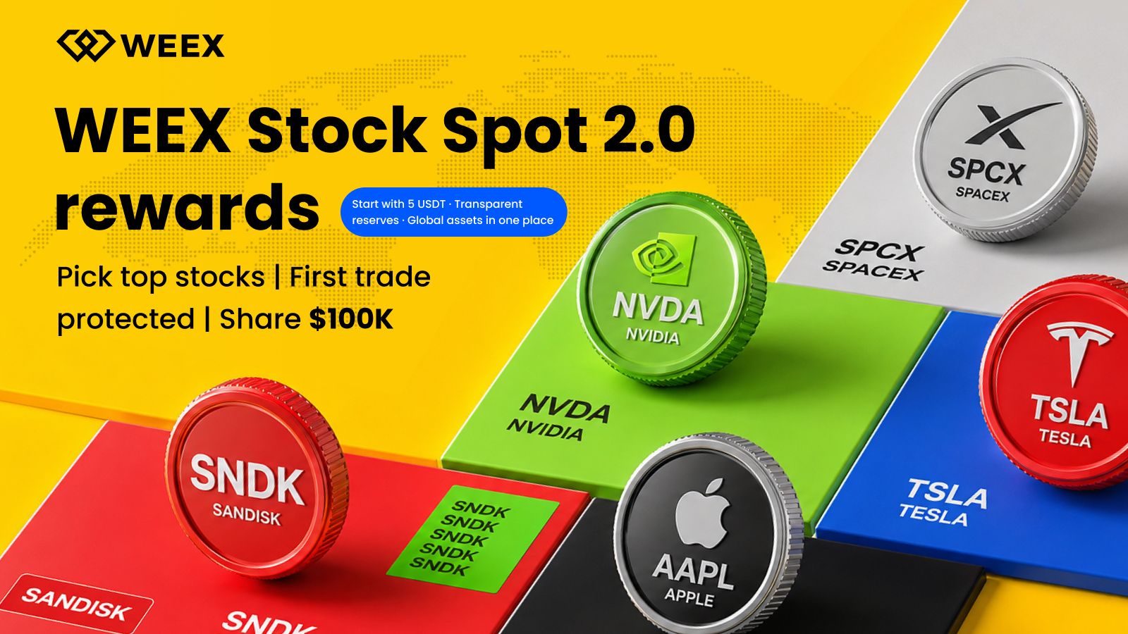 Гайд про винагороди WEEX Stock Spot 2.0: торгуйте й діліть $100K