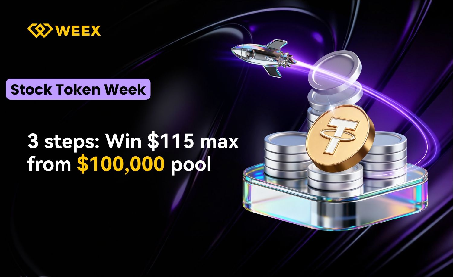 Tydzień tokenów akcji WEEX: Odbierz bonus w wysokości 115 USDT podczas handlu aktywami technologicznymi