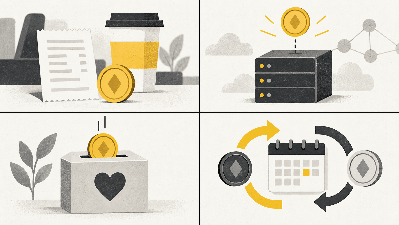Four areas covered by the crypto tax proposal: payments, staking rewards, donations, and trading rules