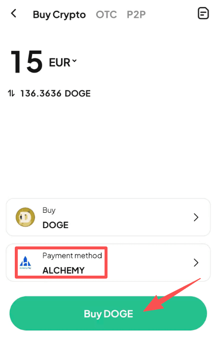 Paso 4: ¿Cómo comprar DOGE con EUR en WEEX?Versión de la APP