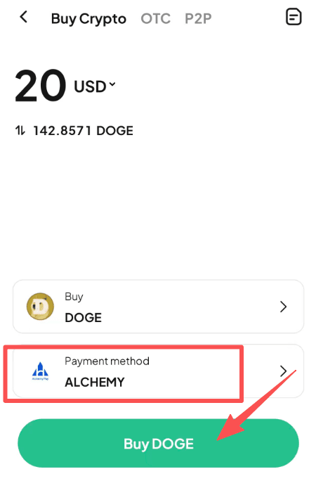 Paso 4: Cómo comprar DOGE con USD en WEEX OTC? Versión de la APP