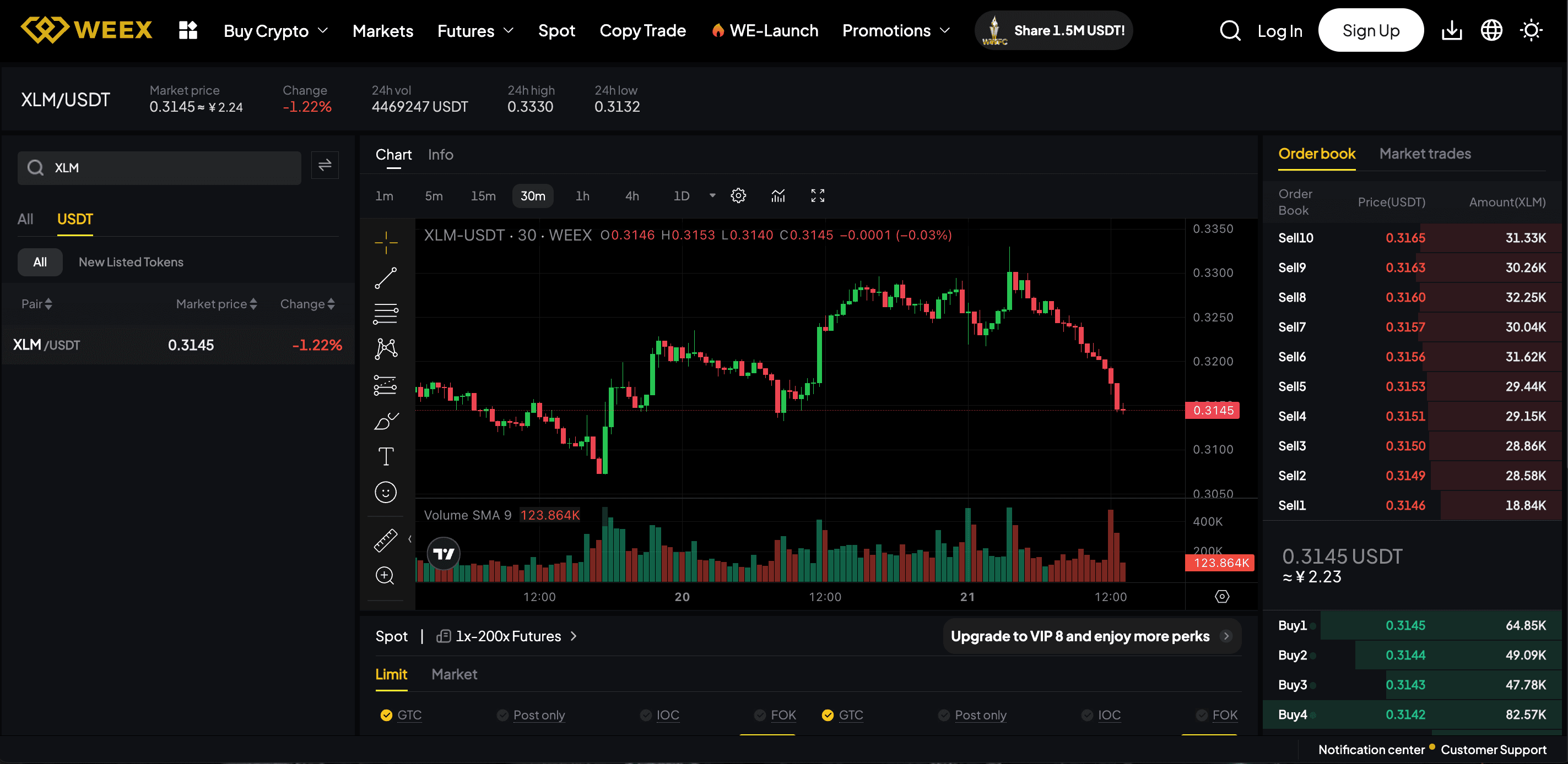 Cómo comprar xlm en weex