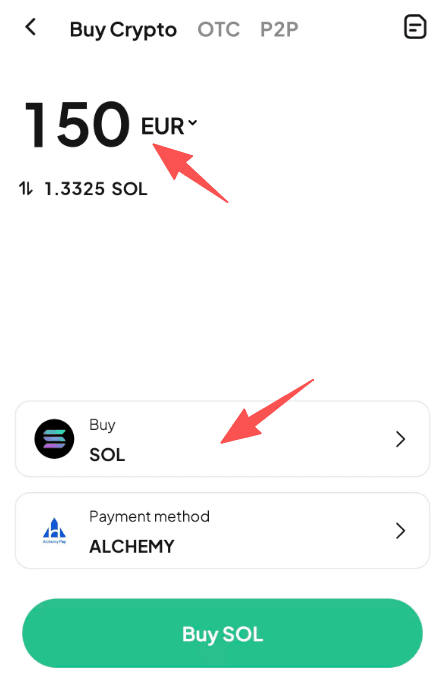 Paso 2: ¿Cómo comprar SOL con EUR en WEEX? Versión de la APP