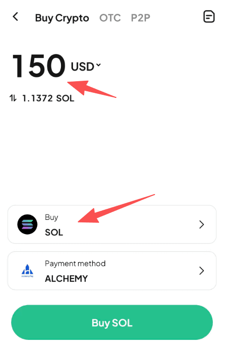 Etapa 2: Como comprar SOL com USD em WEEX OTC? Versão do APP