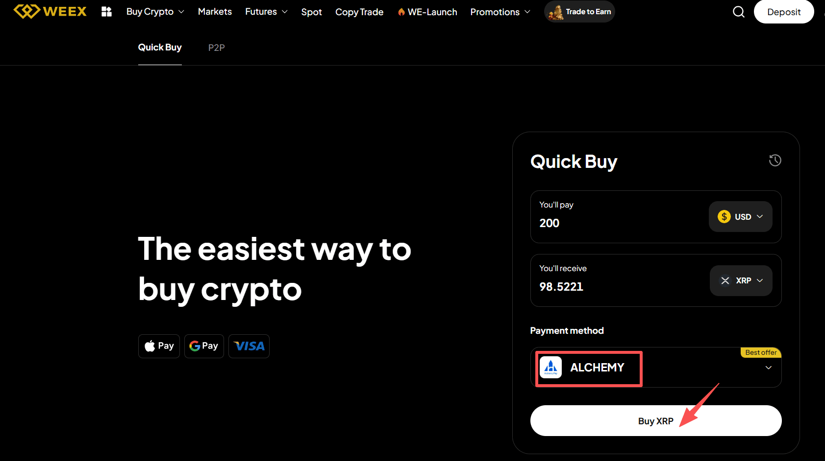 Paso 3: ¿Cómo comprar XRP a través de WEEX OTC? Versión web