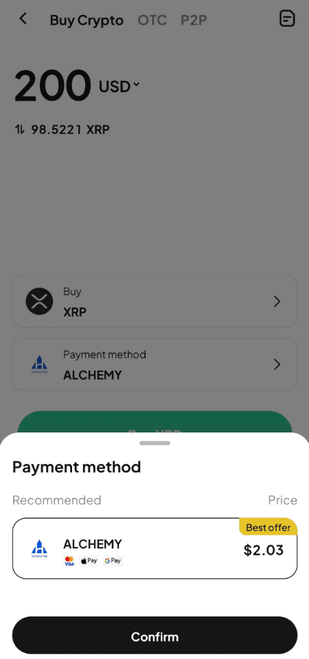 Paso 3: ¿Cómo comprar XRP a través de WEEX OTC? Versión de la APP