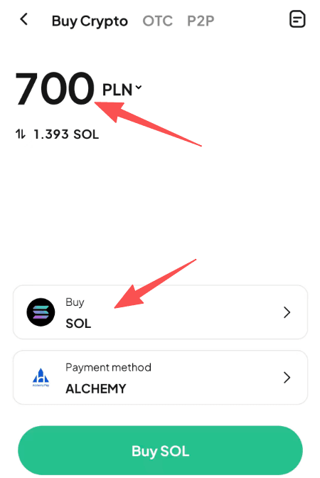 Paso 2: Cómo comprar SOL con PLN en WEEX OTC? Versión APP