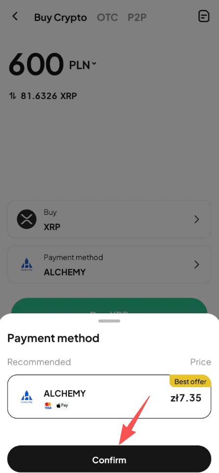 Passo 3: Como comprar XRP com PLN em WEEX OTC? Versão do APP