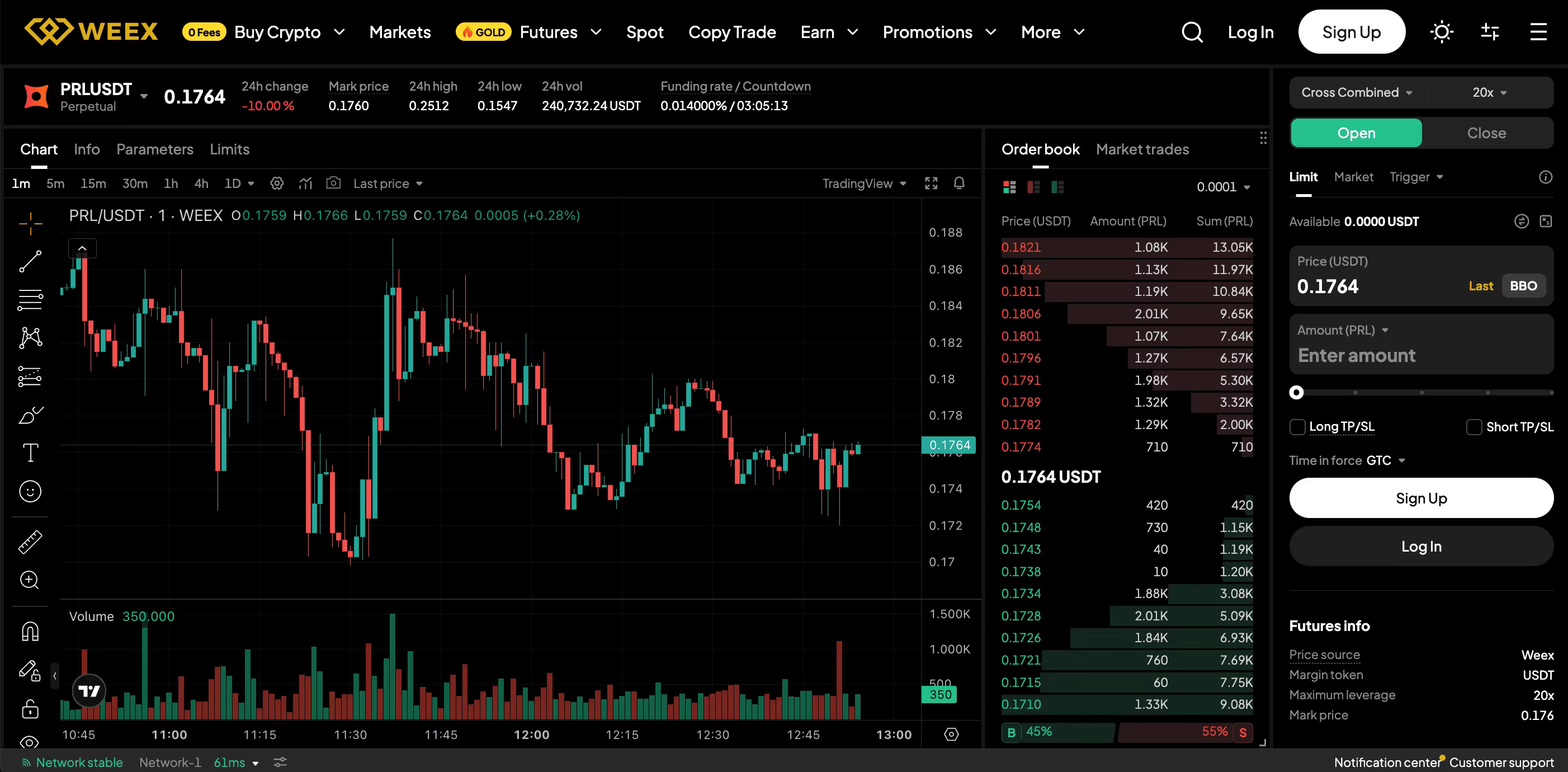 trade prl futures on weex exchange