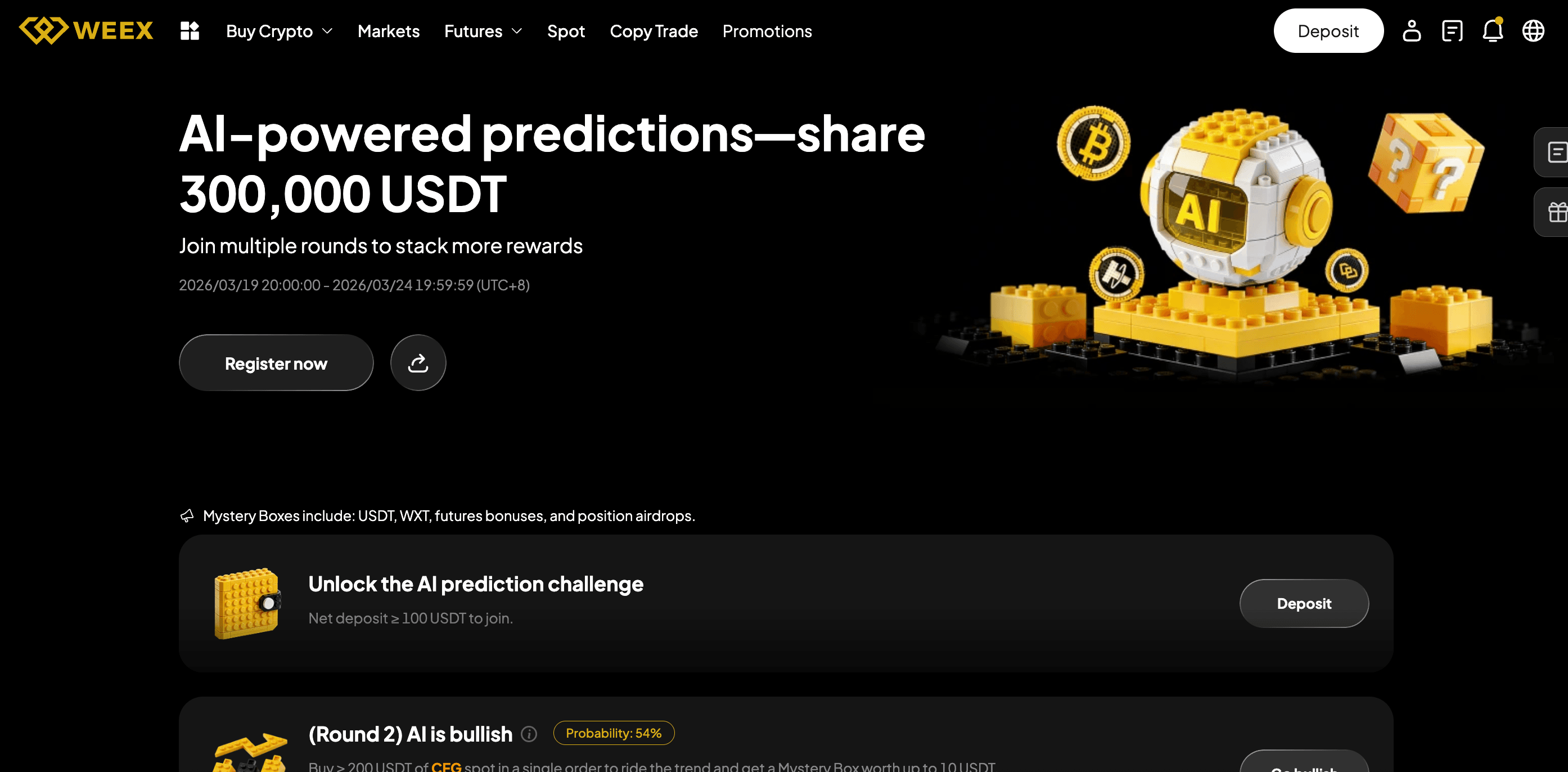 Chia sẻ 300.000 USDT: Dự báo và giao dịch AI của WEEX năm 2026