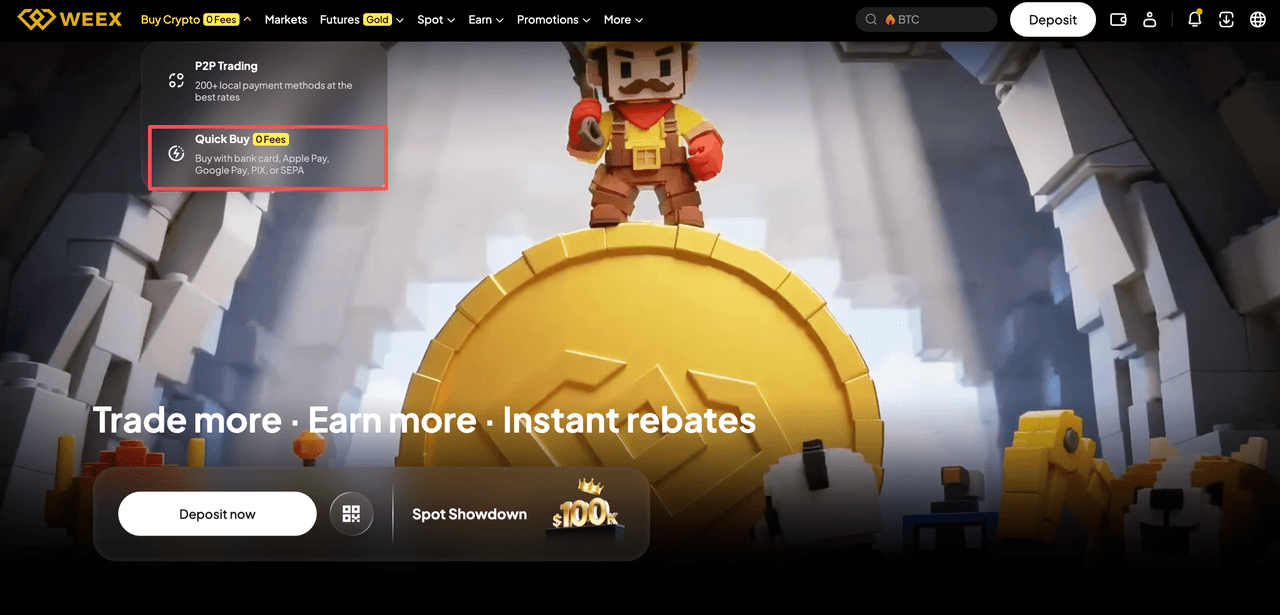 how to deposit on weex